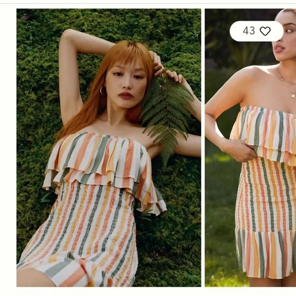 Anthropologie Strapless Smocked Dress
